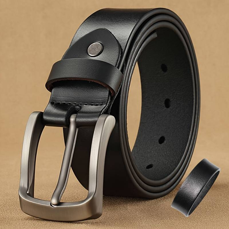 Ceinture Homme Longue En Cuir Noir - Taille 110 Cm, Marque Canda, D'occasion
