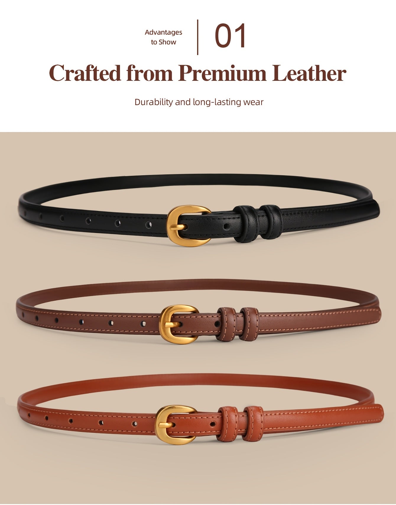 Ceinture à Boucle Classique en Cuir pour Homme Aspen — visuel 4