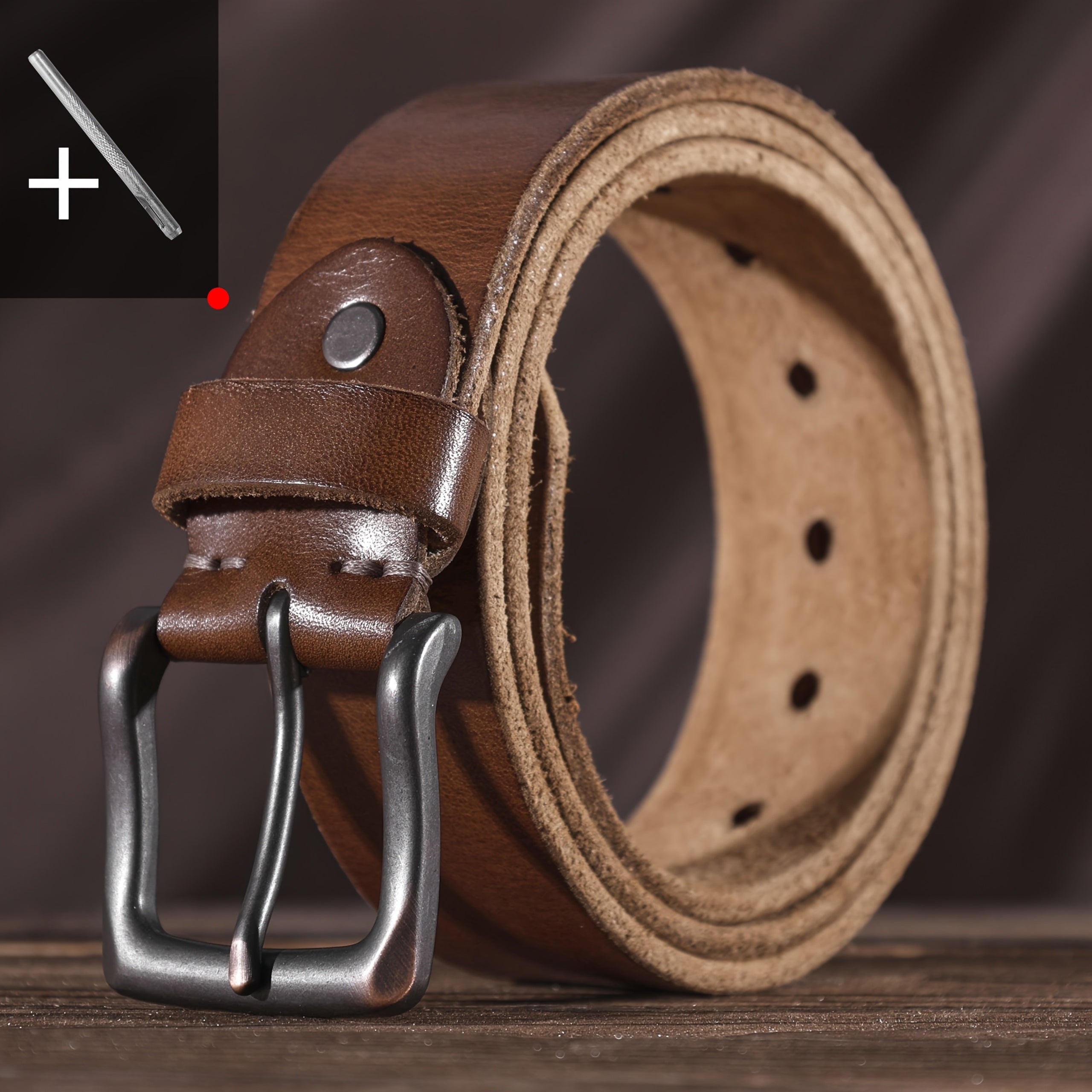 Ceinture à Boucle Classique en Cuir pour Homme Erwan — visuel 3