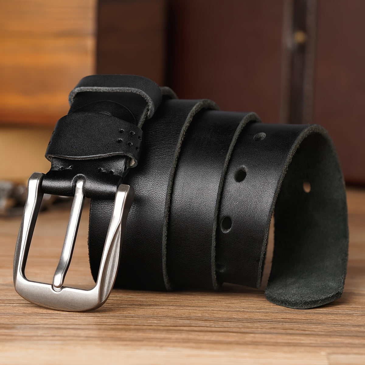 Ceinture à Boucle Classique en Cuir pour Homme Geoffrey — visuel 2