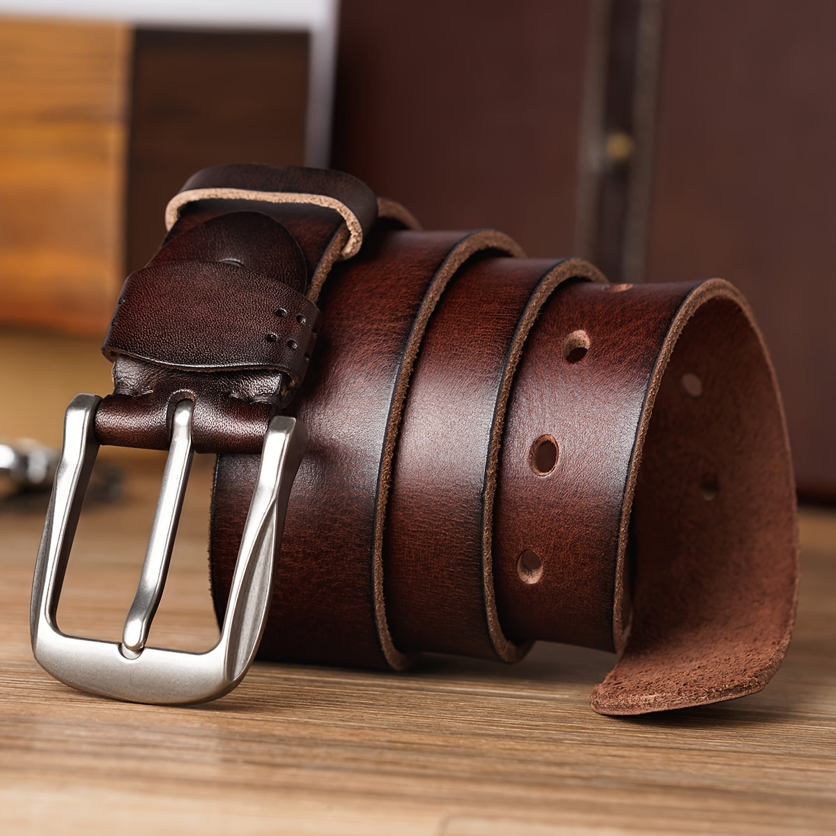 Ceinture à Boucle Classique en Cuir pour Homme Geoffrey — visuel 3