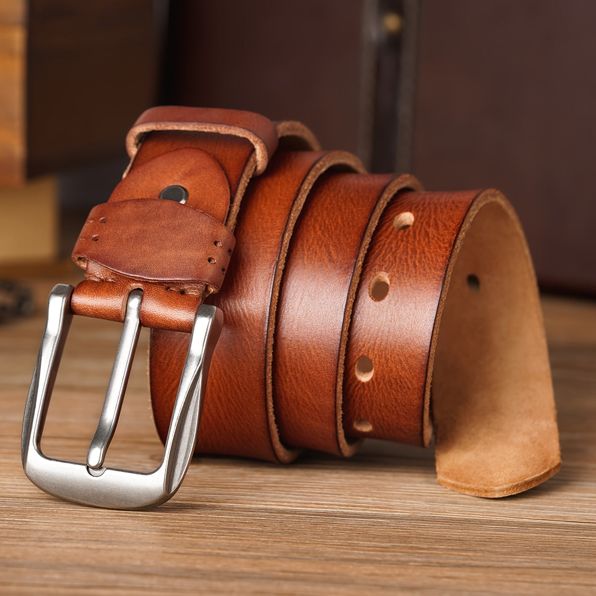 Ceinture à Boucle Classique en Cuir pour Homme Geoffrey — visuel 4