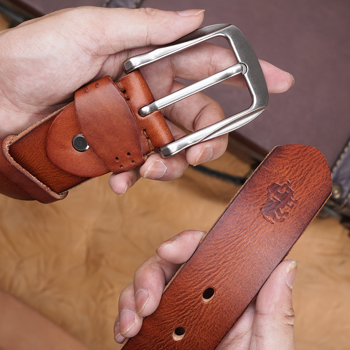 Ceinture à Boucle Classique en Cuir pour Homme Geoffrey — visuel 5