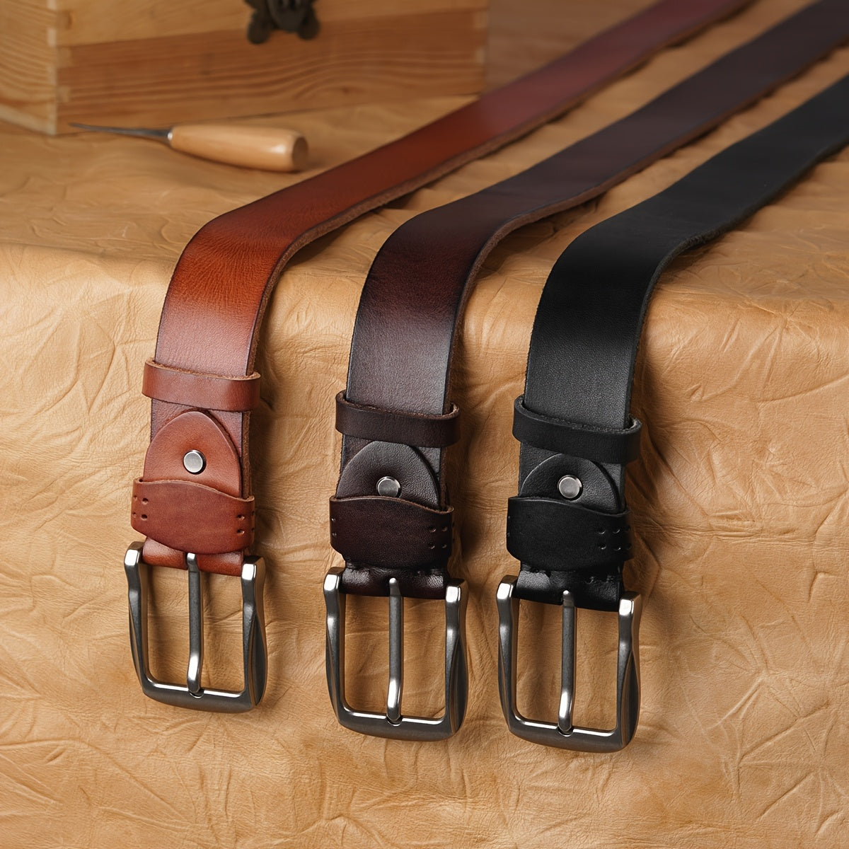Ceinture à Boucle Classique en Cuir pour Homme Geoffrey — visuel 6