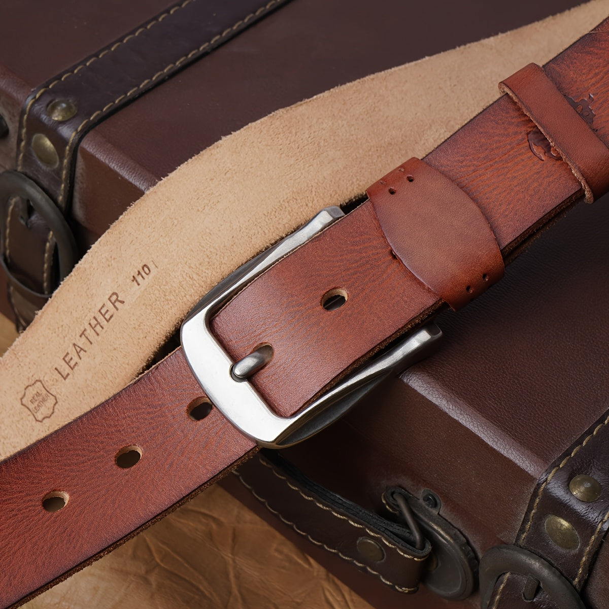 Ceinture à Boucle Classique en Cuir pour Homme Geoffrey — visuel 7