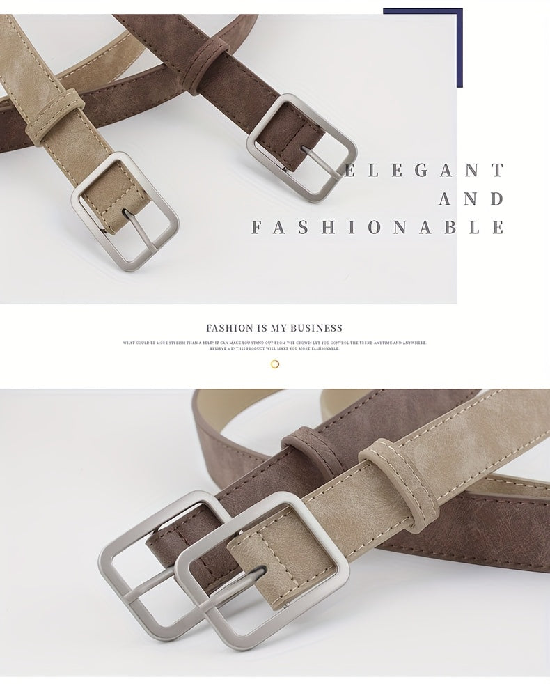 Ceinture à Boucle Classique en Simili Cuir pour Femme Blanche — visuel 10