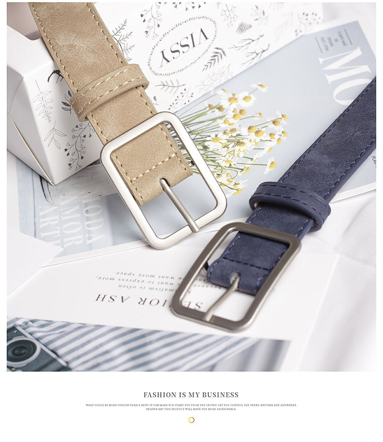 Ceinture à Boucle Classique en Simili Cuir pour Femme Blanche — visuel 14