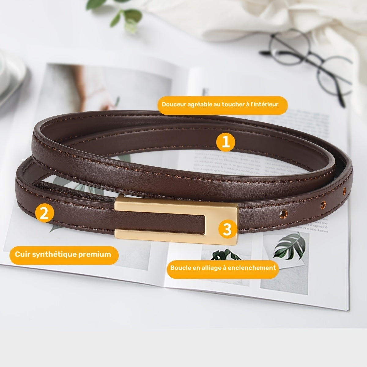 Ceinture Multicolore en Simili Cuir pour Femme Claudine — visuel 22