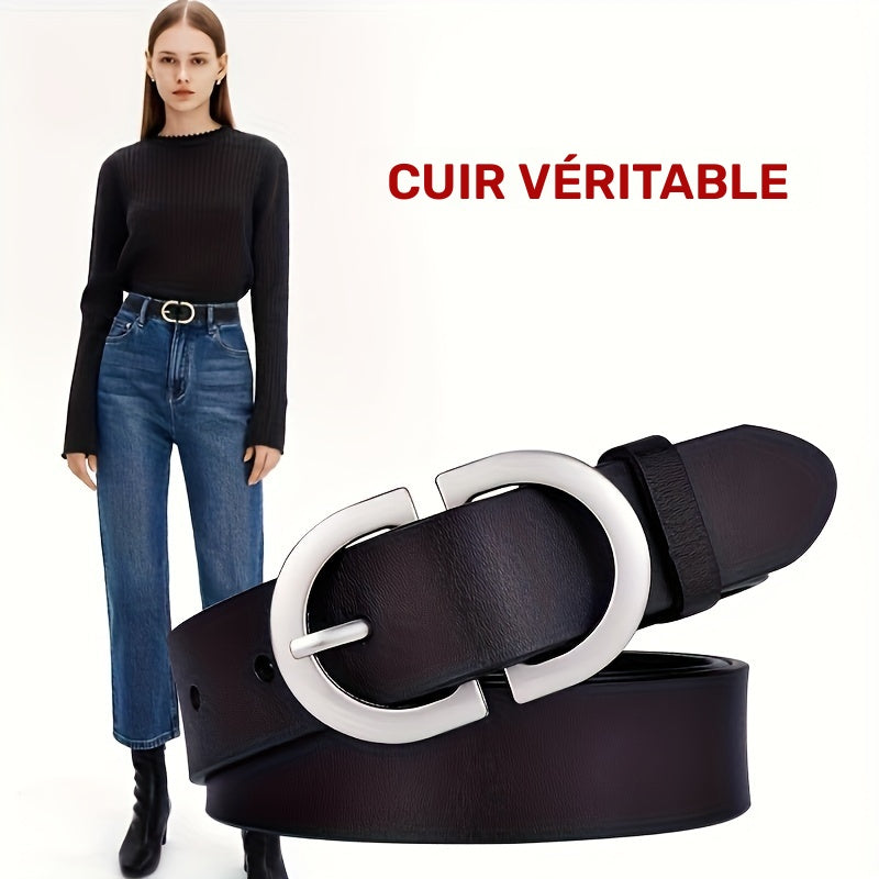Ceinture Noire en Cuir pour Femme Mariette — visuel 3