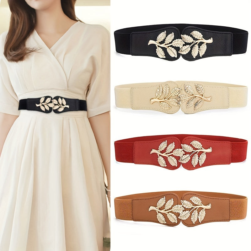 Ceinture Sans Boucle Large pour Femme Bordeaux — visuel 4