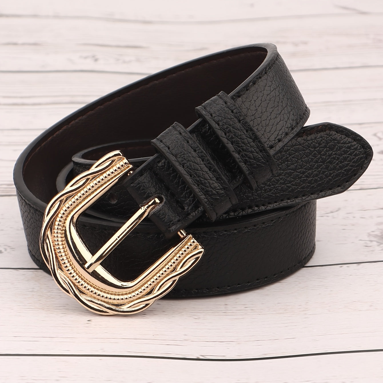 Ceinture à Boucle Classique en Simili Cuir pour Femme - Honorine