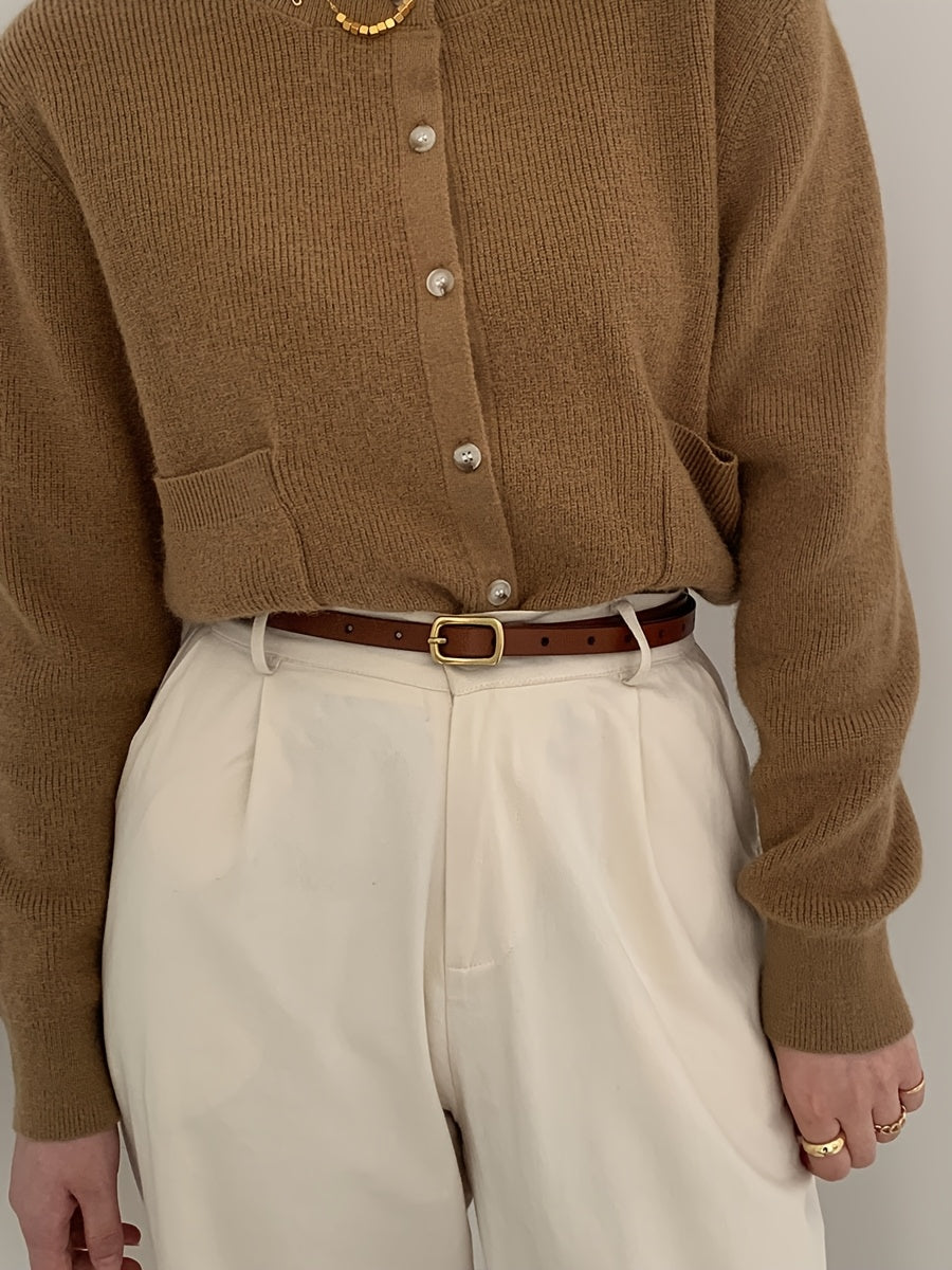 Ceinture fine femme en simili cuir avec boucle dorée vintage