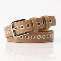 Ceinture Cuir Cloutée pour Femme, beige