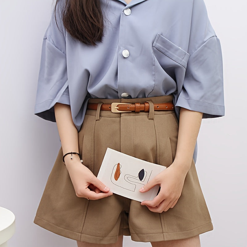Ceinture fine femme en cuir avec boucle rectangulaire chic