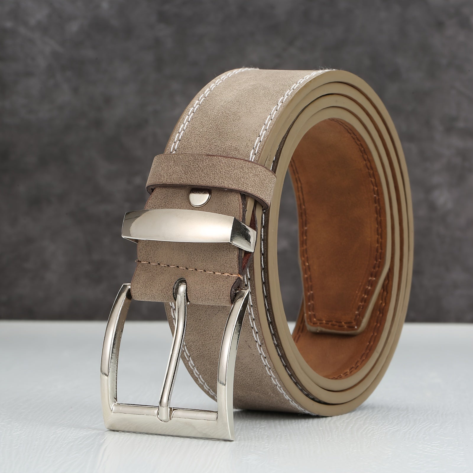 Ceinture Beige en Simili Cuir pour Homme Ronan — visuel 4
