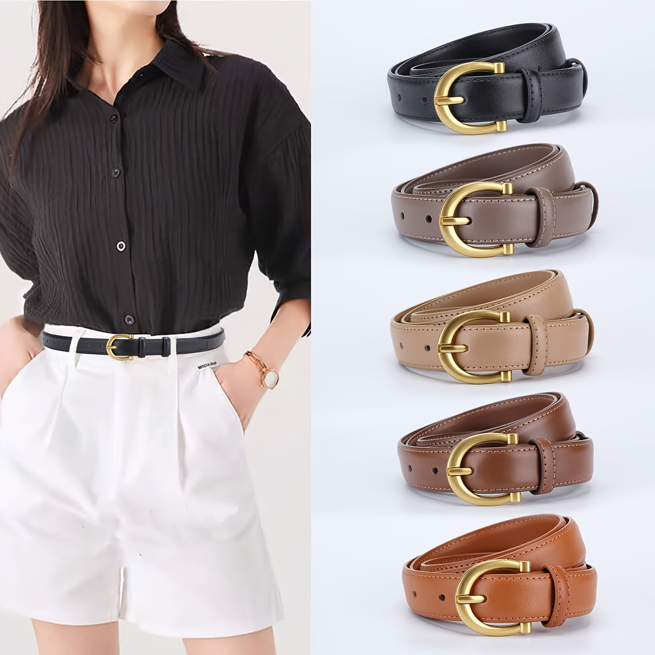 Ceinture à Boucle Classique en Cuir pour Femme Josephine — visuel 1