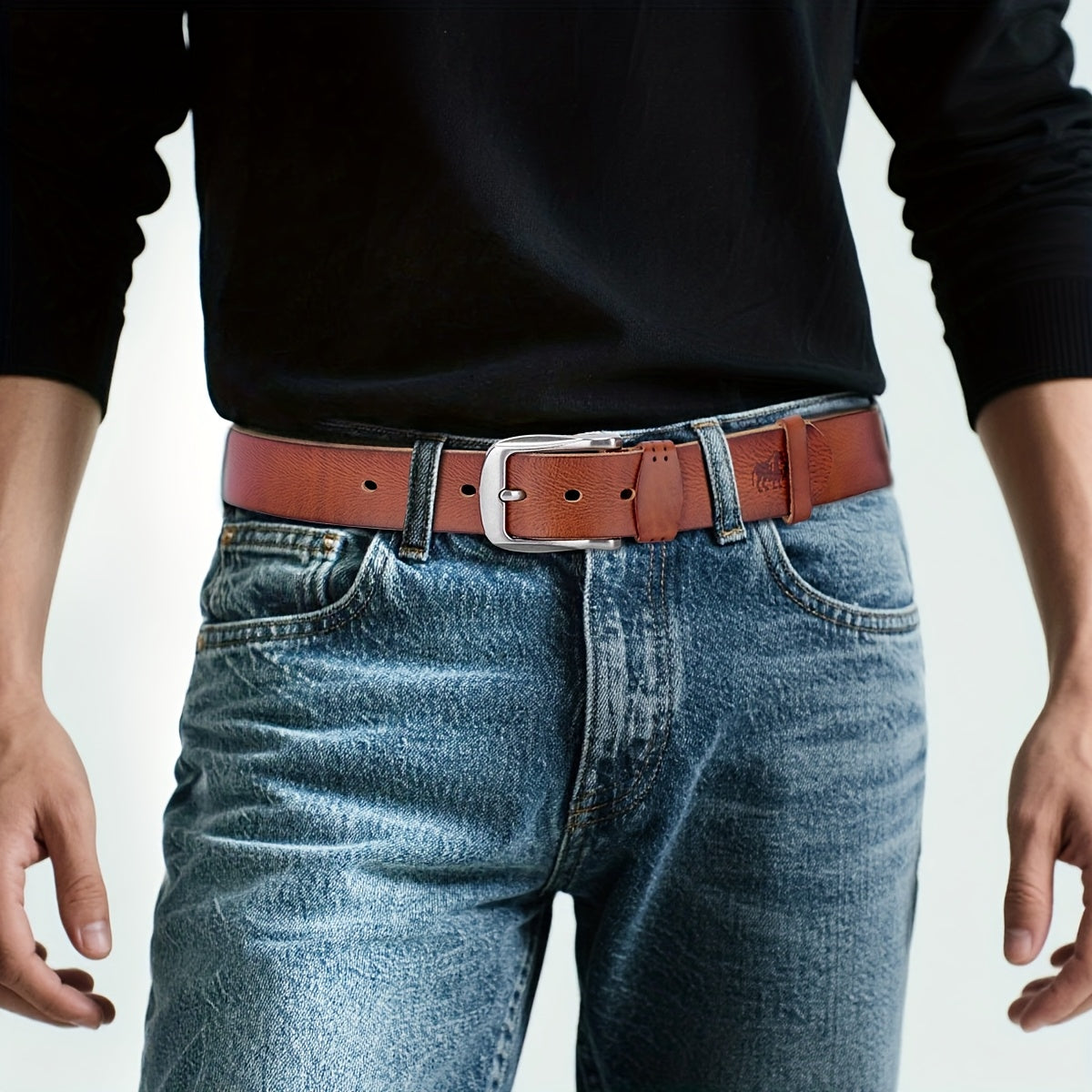 Ceinture à Boucle Classique en Cuir pour Homme Geoffrey — visuel 1