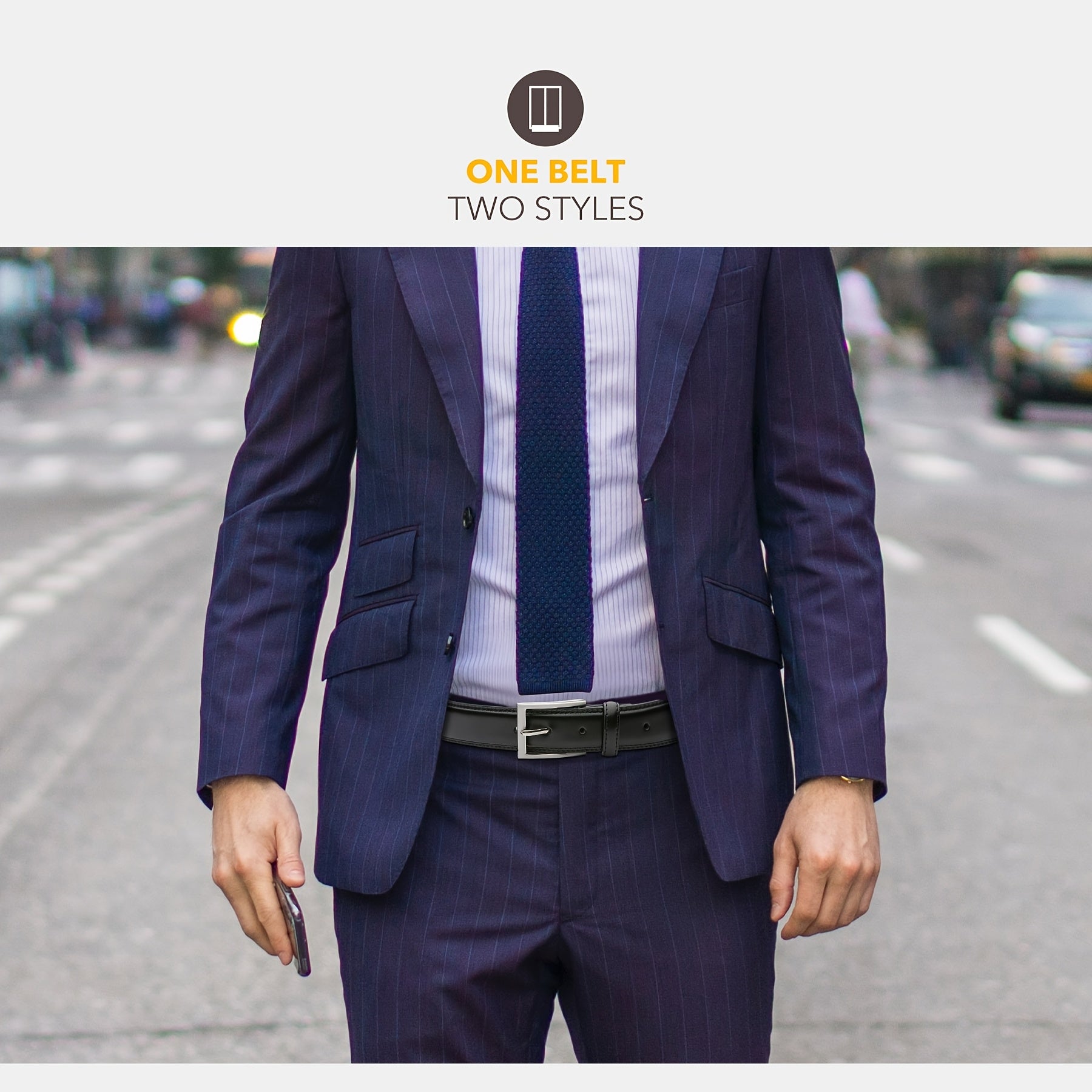 Ceinture à Boucle Classique en Cuir pour Homme Xavier — visuel 10