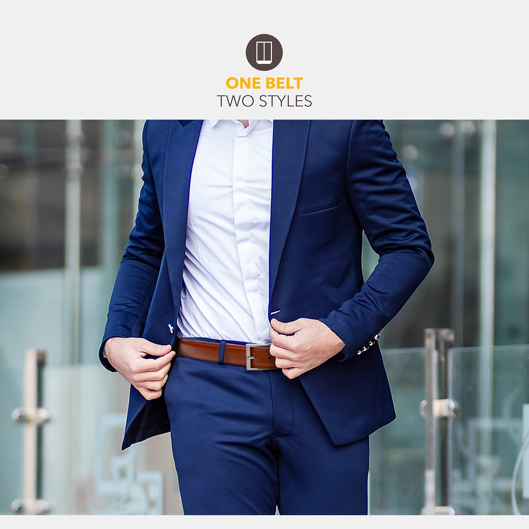 Ceinture à Boucle Classique en Cuir pour Homme Xavier — visuel 11