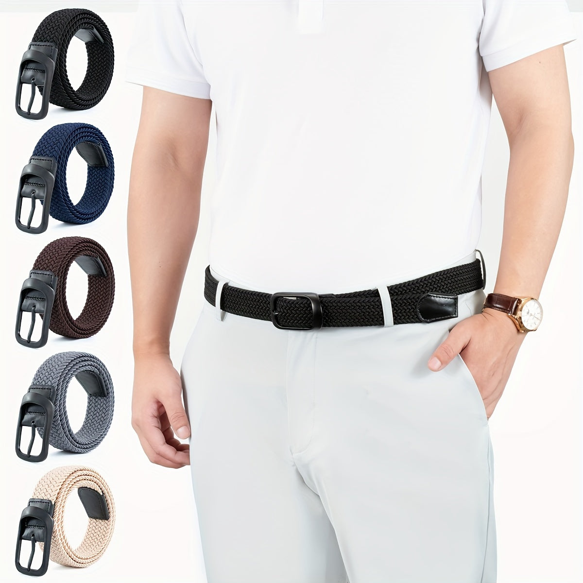 Ceinture à Boucle Classique Élastique pour Homme Simon — visuel 7