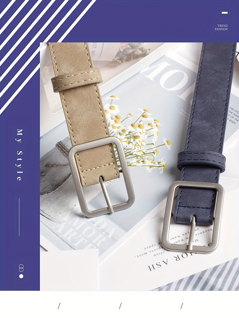 Ceinture à Boucle Classique en Simili Cuir pour Femme Blanche — visuel 1