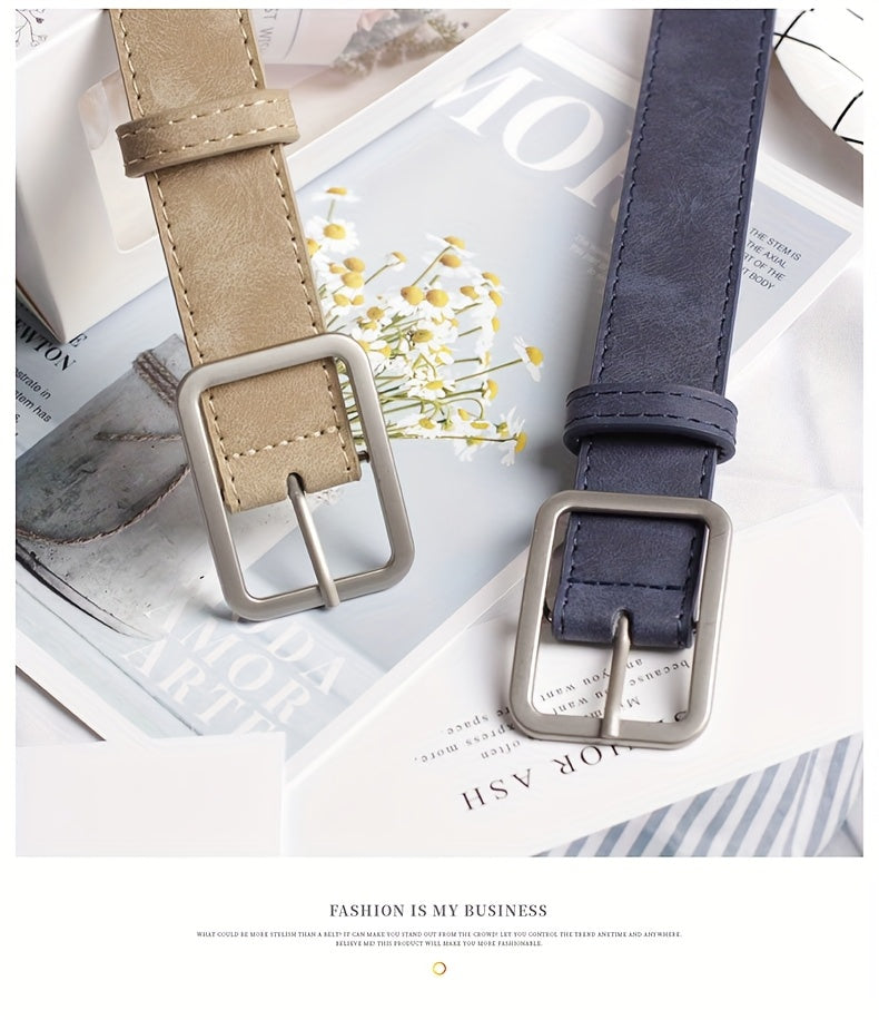 Ceinture à Boucle Classique en Simili Cuir pour Femme Blanche — visuel 12
