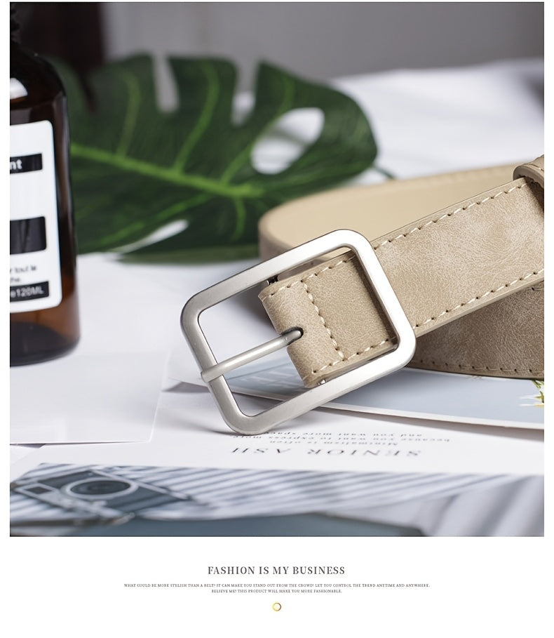 Ceinture à Boucle Classique en Simili Cuir pour Femme Blanche — visuel 13