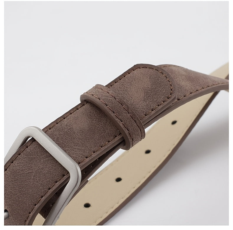 Ceinture à Boucle Classique en Simili Cuir pour Femme Blanche — visuel 17