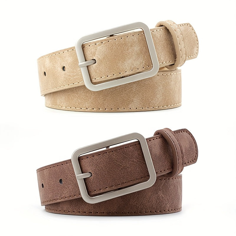 Ceinture à Boucle Classique en Simili Cuir pour Femme Blanche — visuel 18