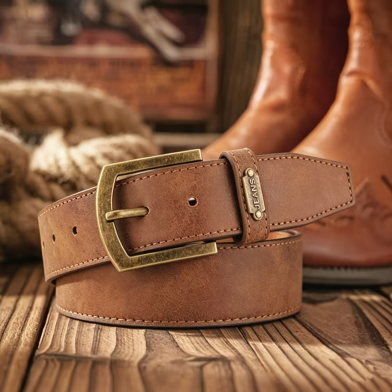 Ceinture à Boucle Classique en Simili Cuir pour Homme Thierry — visuel 1