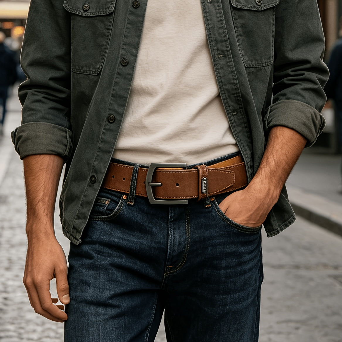 Ceinture à Boucle Classique en Simili Cuir pour Homme Thierry — visuel 4