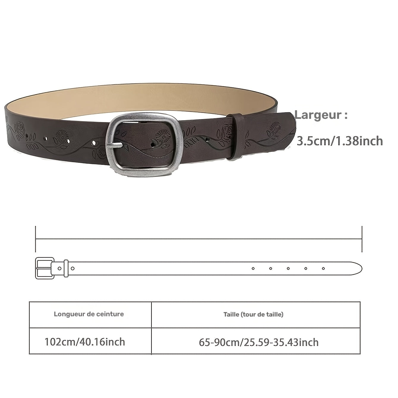 Ceinture à Boucle Classique en Simili Cuir pour Homme Vincent — visuel 15