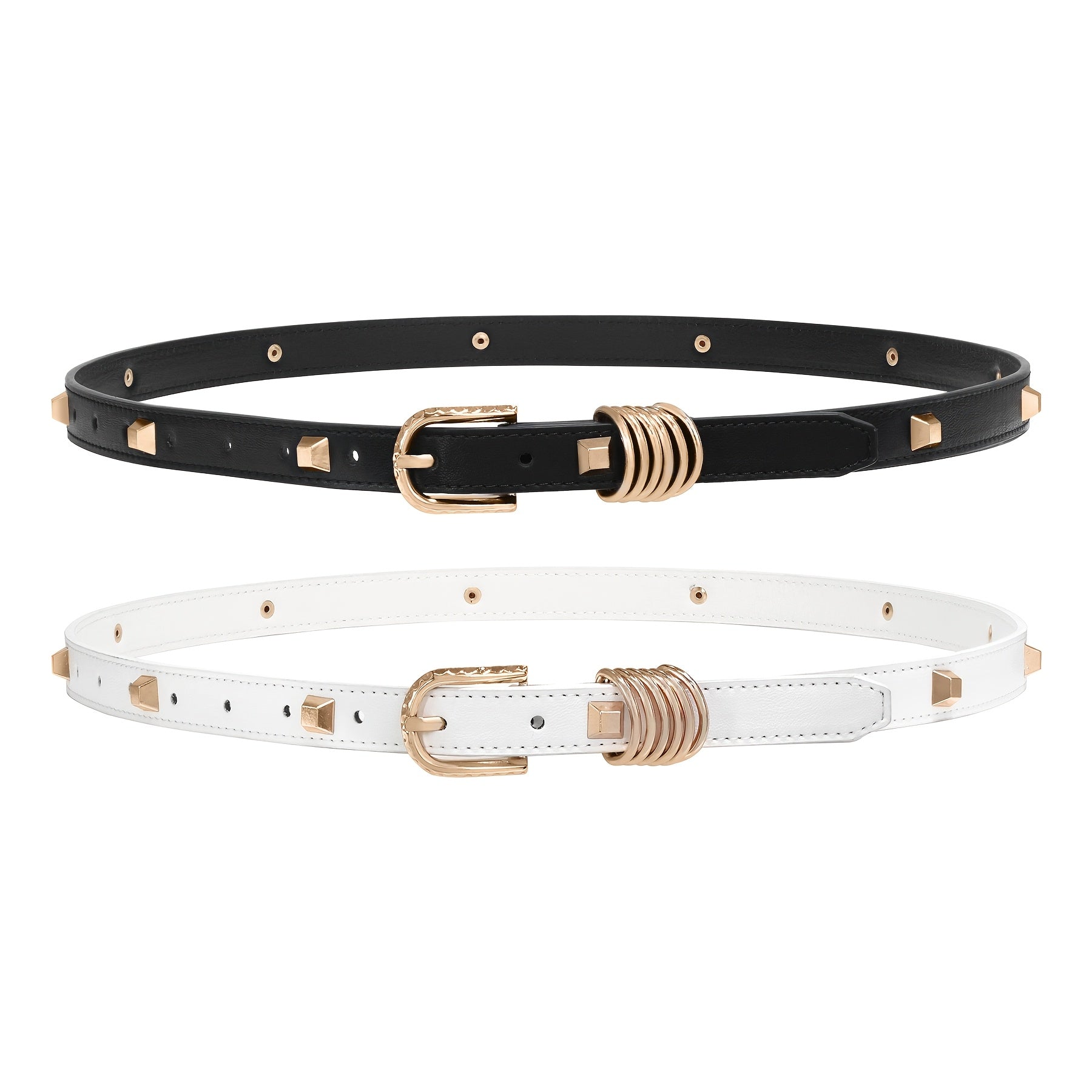 Ceinture Cloutée en Simili Cuir pour Femme Rose — visuel 2