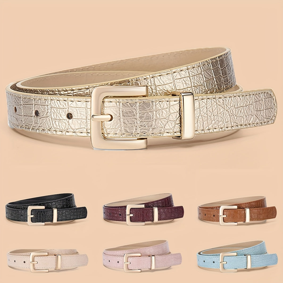 Ceinture Façon Crocodile en Simili Cuir pour Homme Arendal — visuel 7