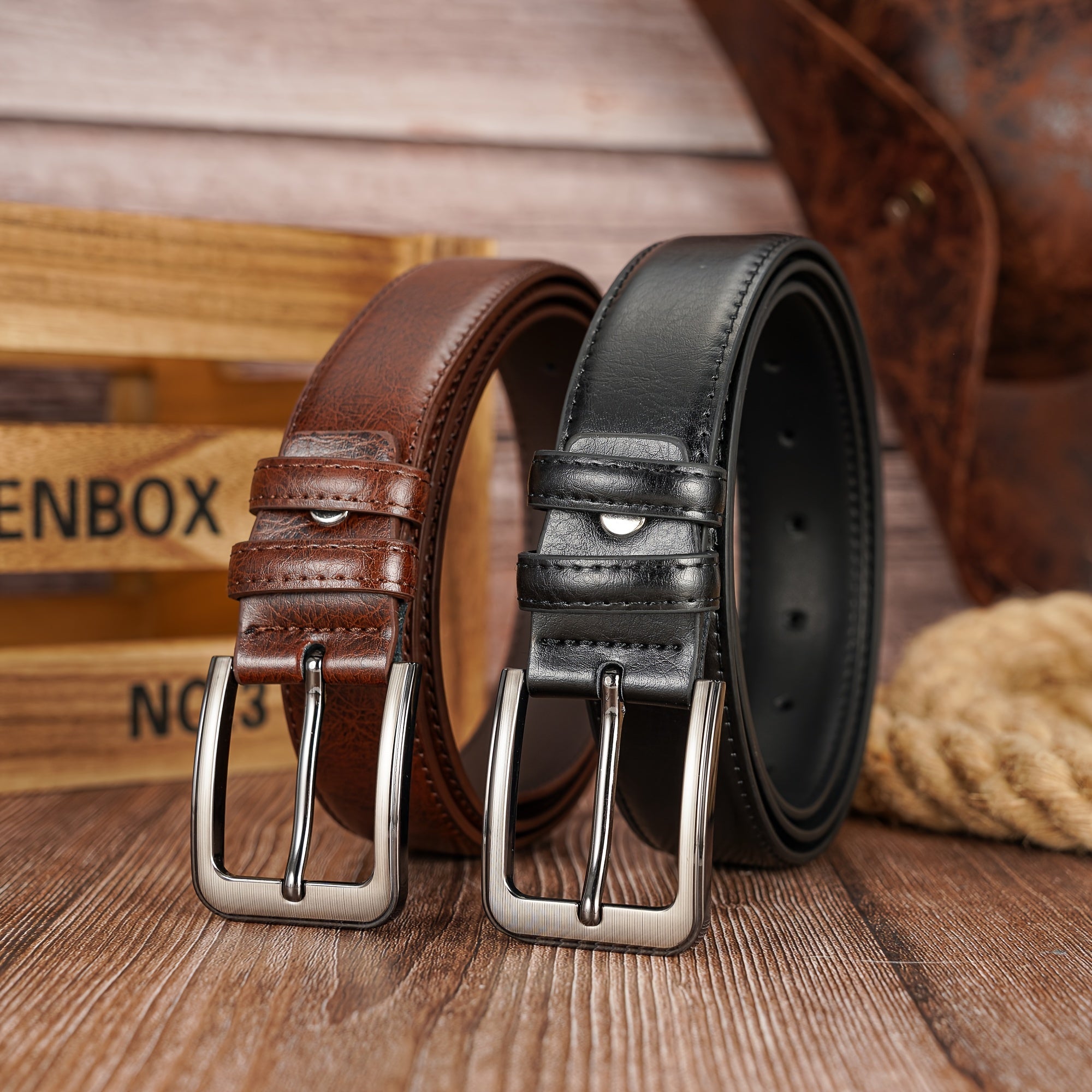 Ceinture Noire en Simili Cuir pour Homme Régis — visuel 1