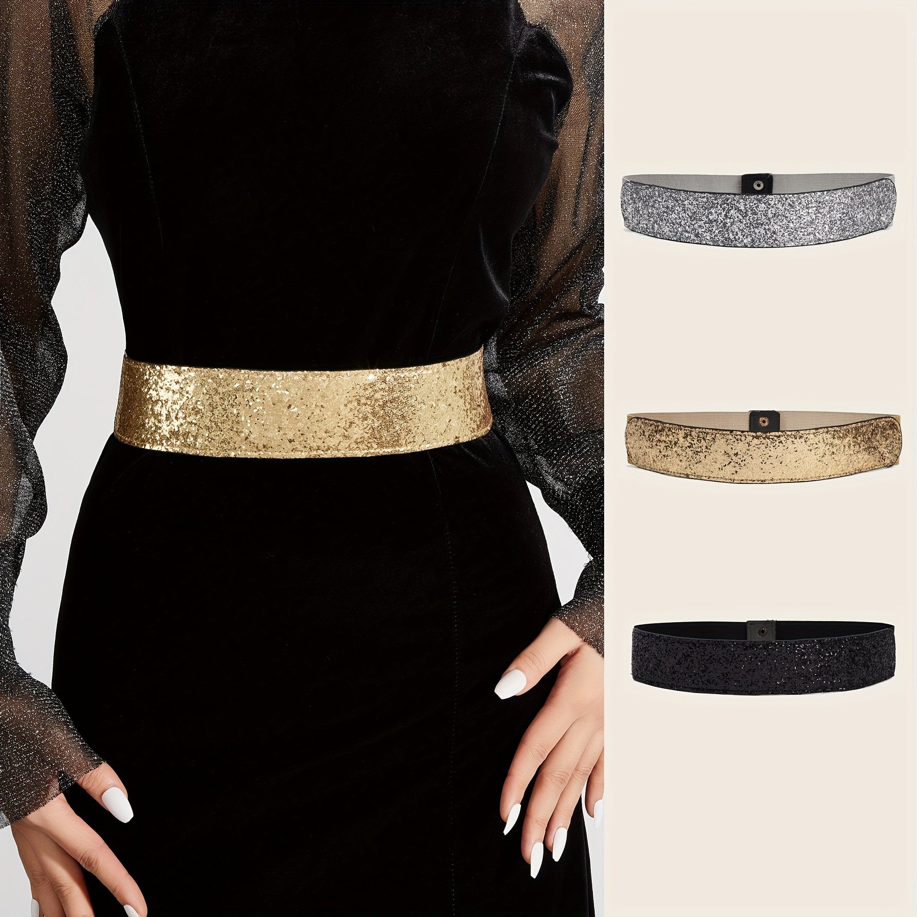 Ceinture Sans Boucle à Strass pour Femme Cefalu — visuel 1