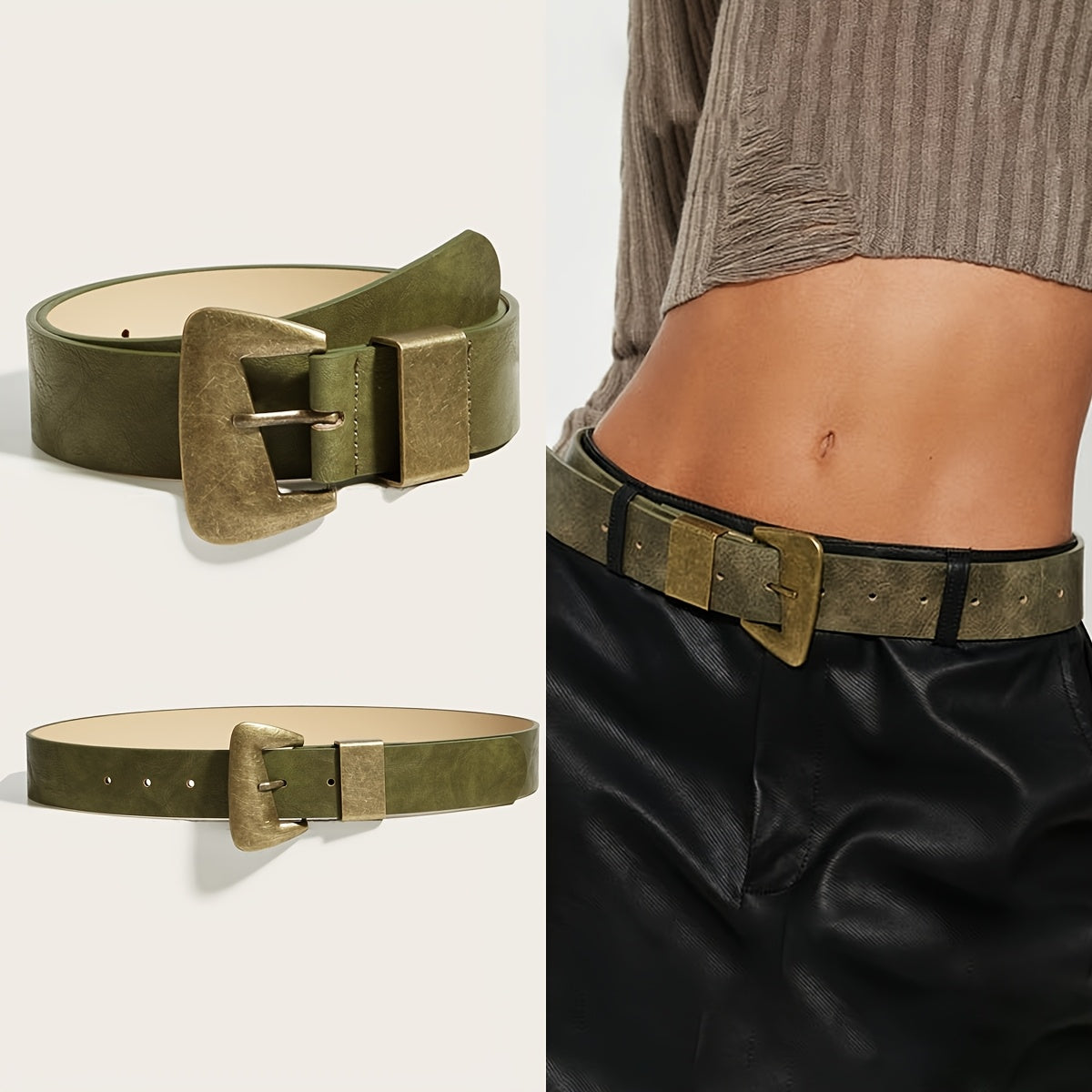 Ceinture Verte en Simili Cuir pour Femme Edwige — visuel 2