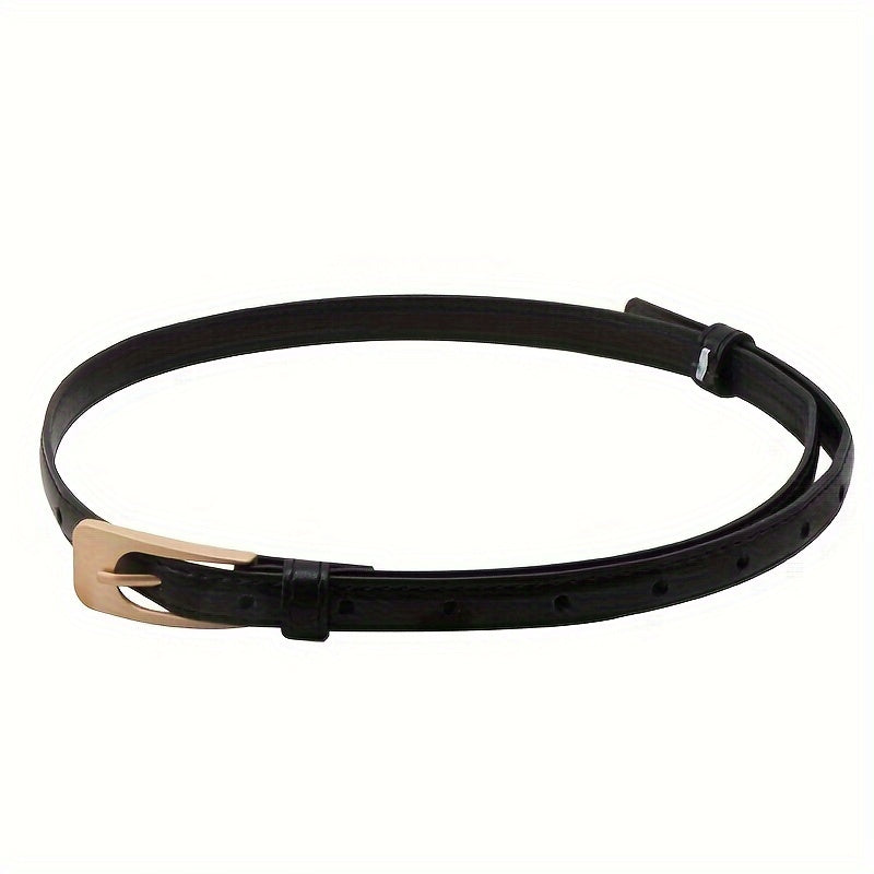 Ceinture fine femme en cuir avec boucle rectangulaire chic