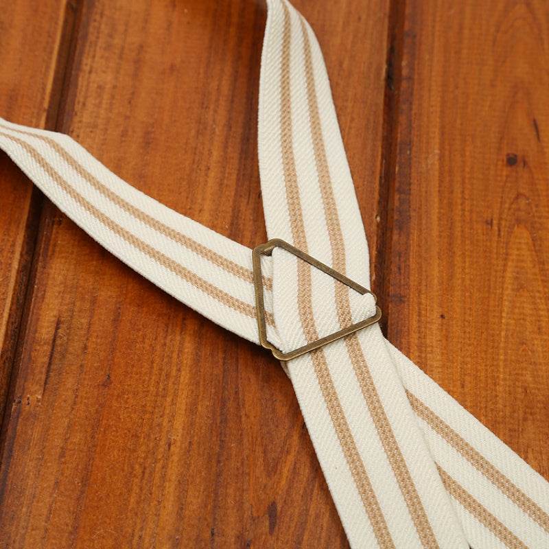 Bretelles homme style vintage à rayures avec pinces métal et finitions cuir